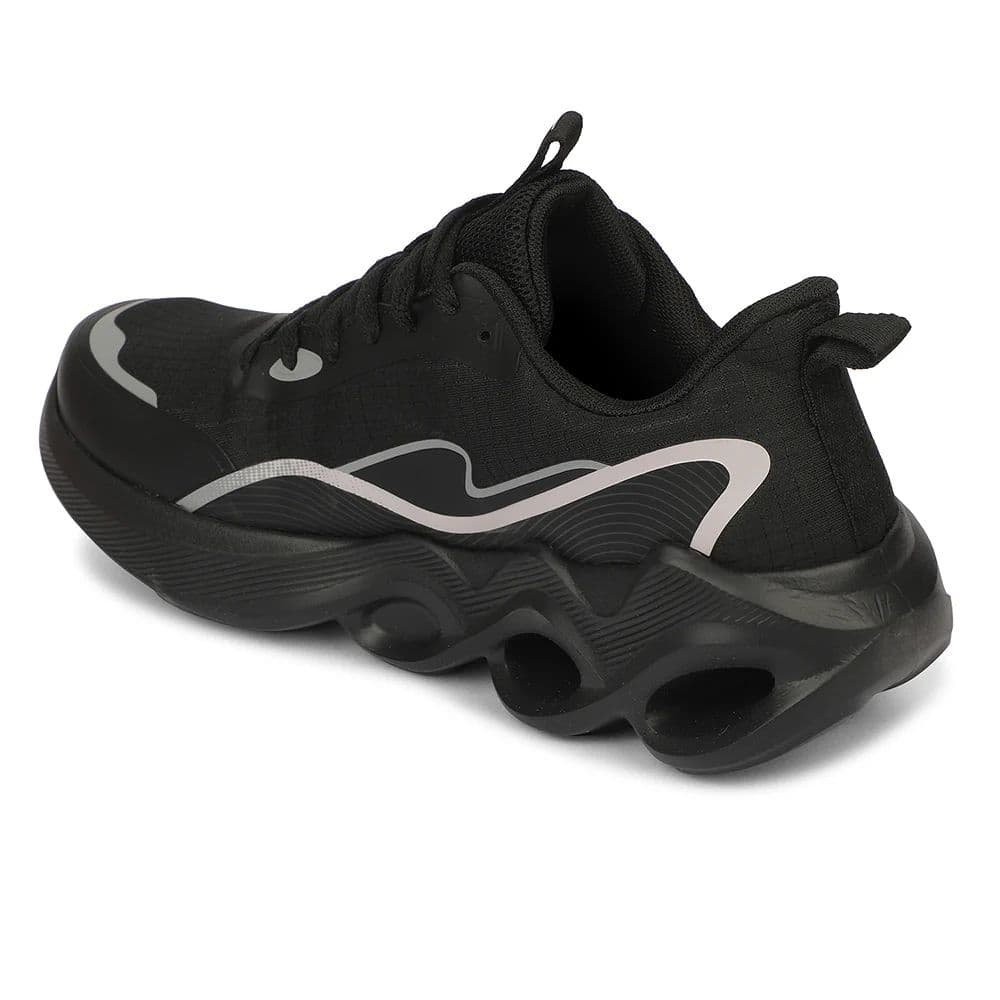 Leap7X ZQ-DWM-01 Airflow Outsoles Black Sports Non Lacing Walking Shoes for Men by Liberty — photo 3