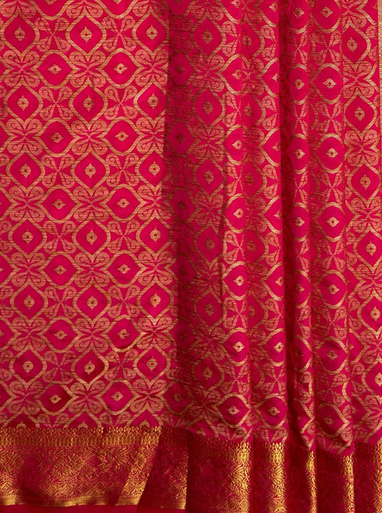 MIMOSA Women's Woven Design Banarasi Style Raw Silk Saree with Blouse Piece - Rani ( SA00003131RNFREE ) — photo 6