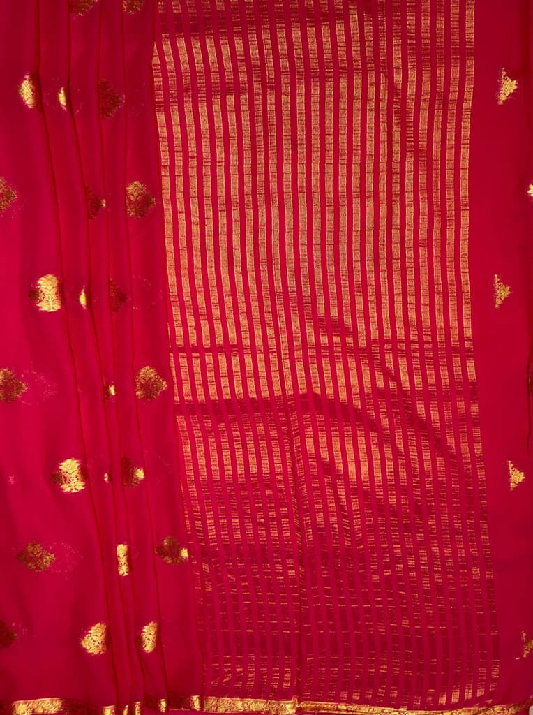 MIMOSA Women's Woven Design Banarasi Style Chiffon Saree with Blouse Piece - Rani ( SA00003123RNFREE ) — photo 6