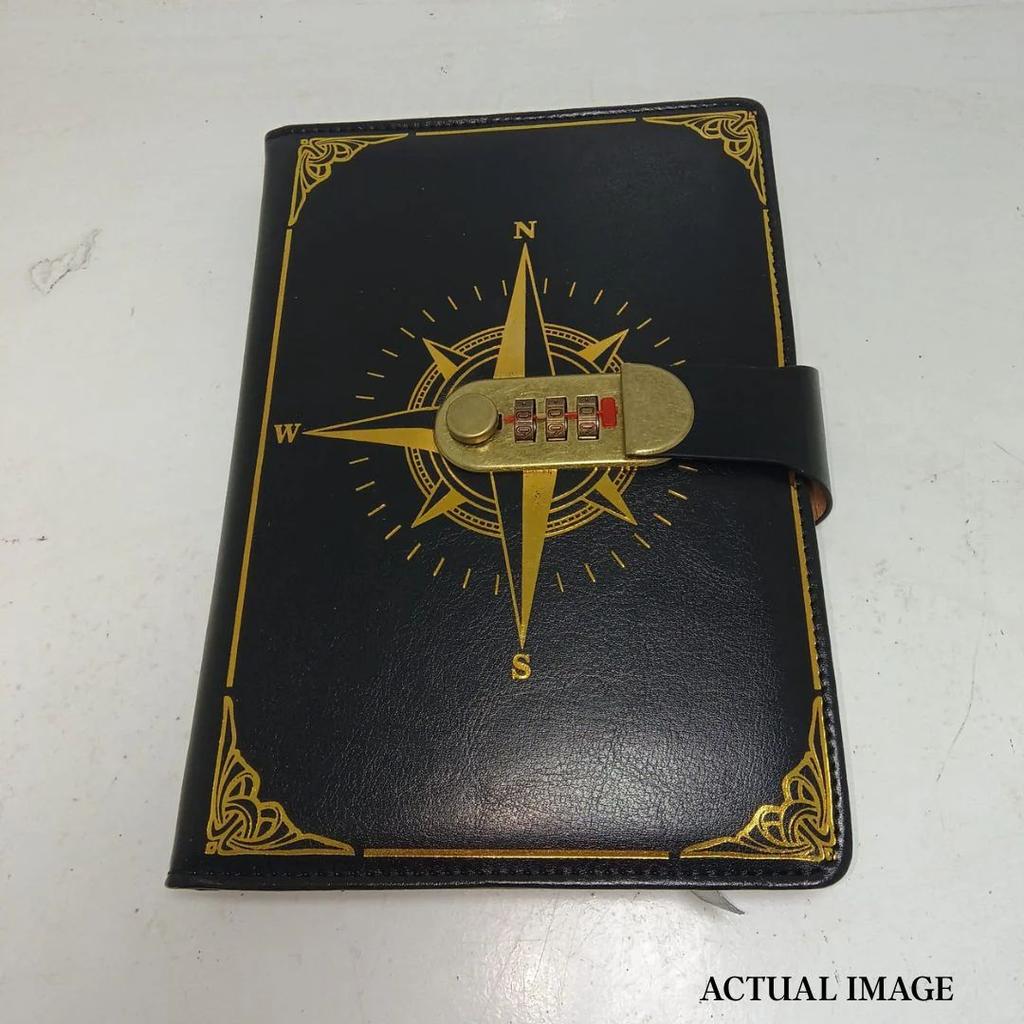 Leather Compass Lock Diary with 3-Digit Password – Vintage Hardcover Personal Journal (A5 Size) — photo 6