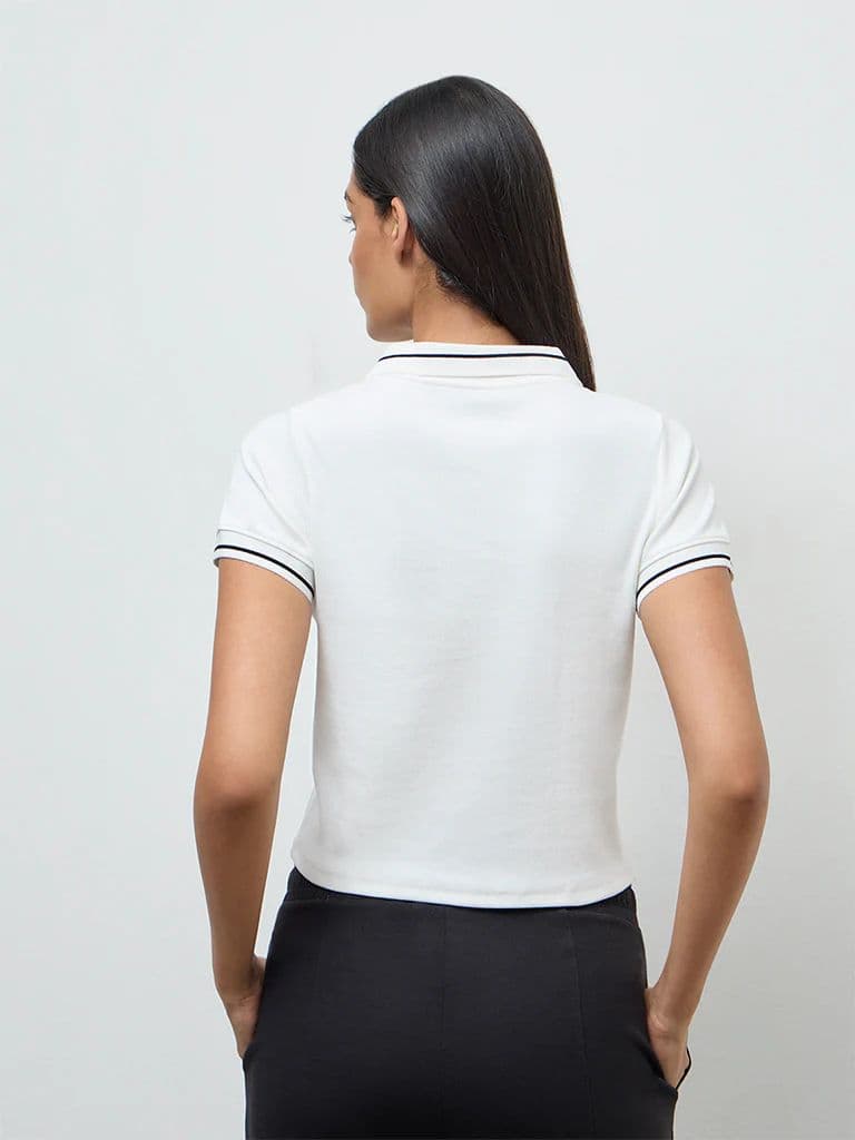 Nuoflexx Off-White Ribbed Cotton-Blend T-Shirt — photo 4