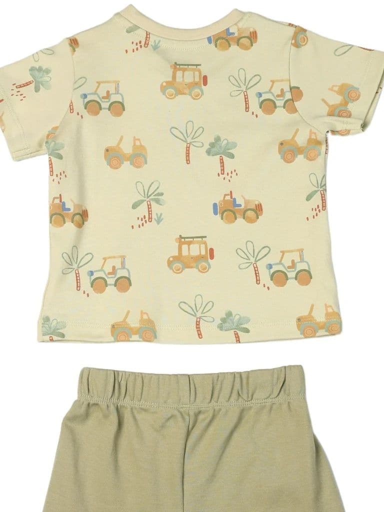 HOP Baby Boys Sage Printed Cotton T-Shirt and Shorts Set — photo 3