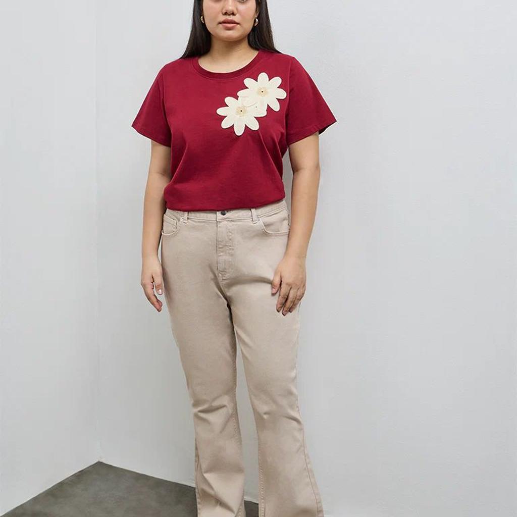Gia Beige Bootcut High-Rise Jeans