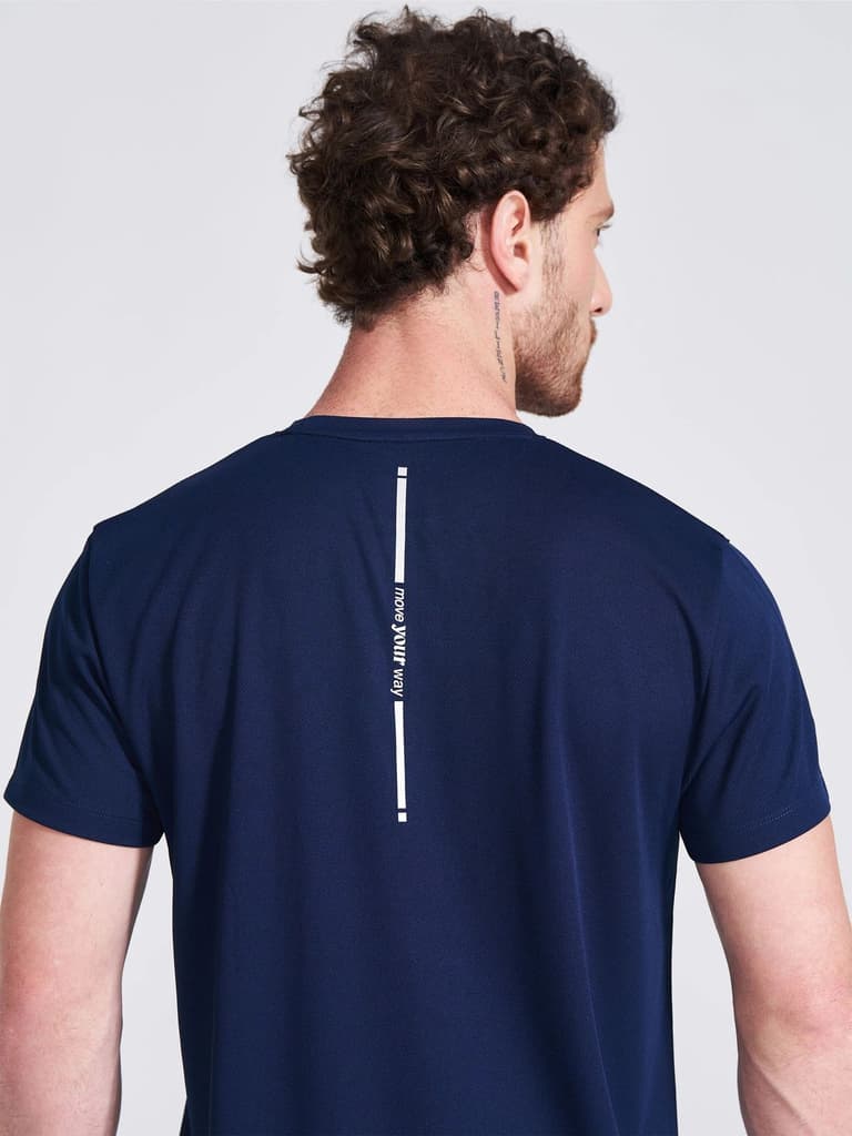 Men's Navy Solid Round Neck T-Shirt — photo 5
