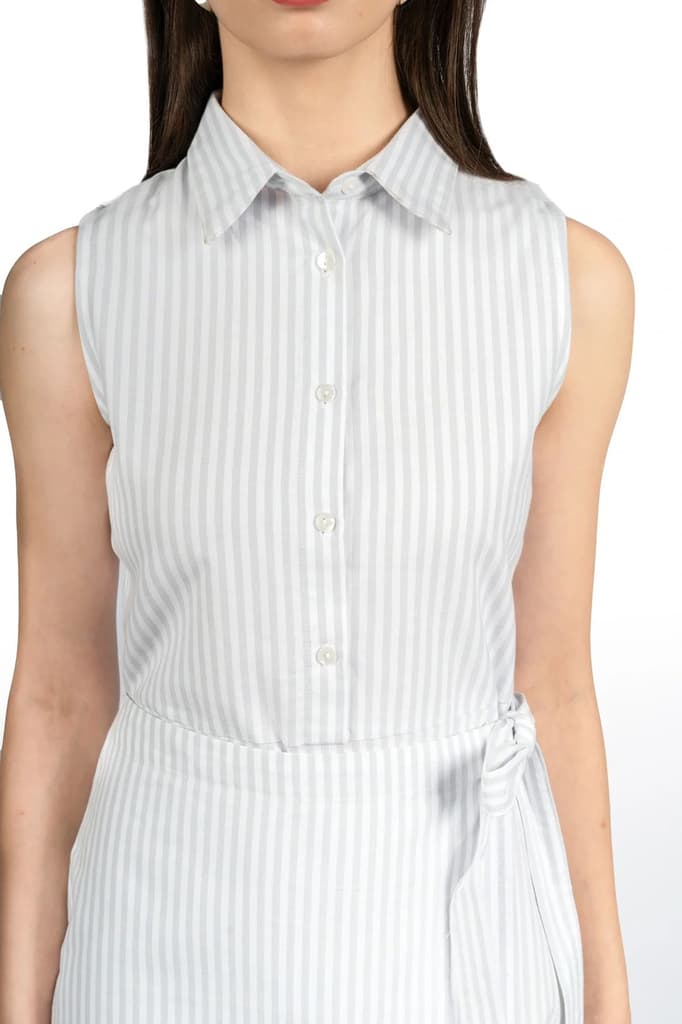 Grey Striped Fitted Dress — photo 3