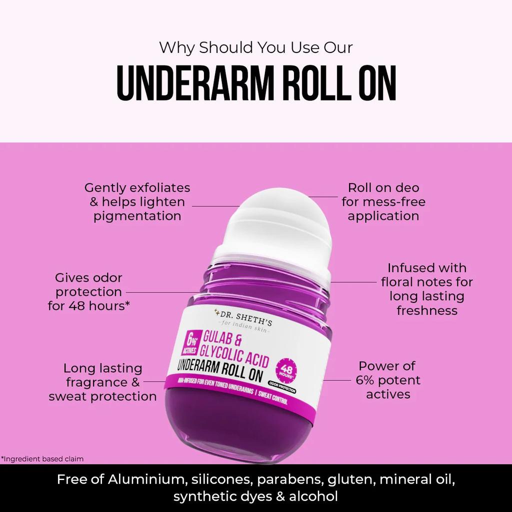 Gulab & Glycolic Acid Underarm Roll On - 50ml