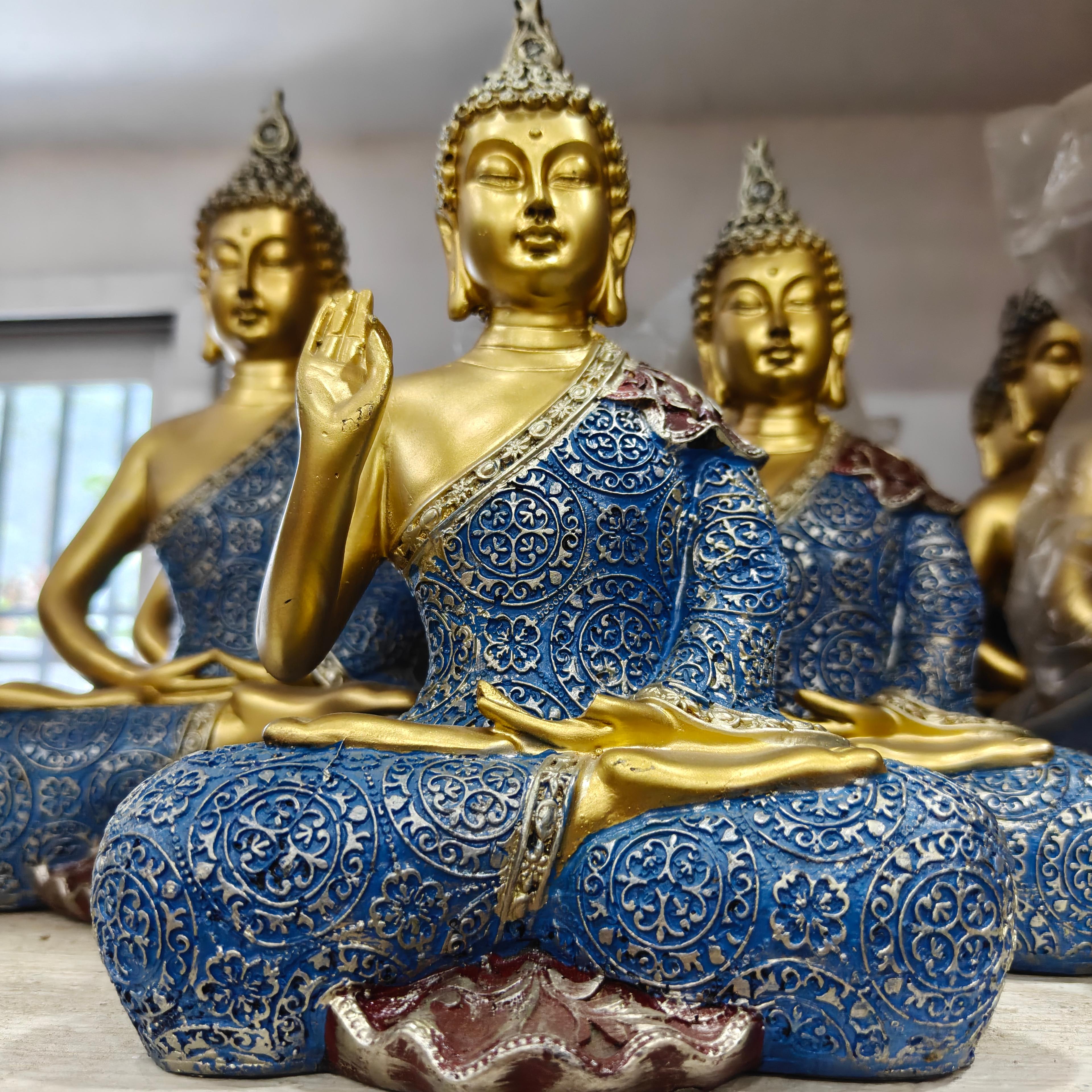 Gold Buddha Statue | Decorative | Gold | Blue