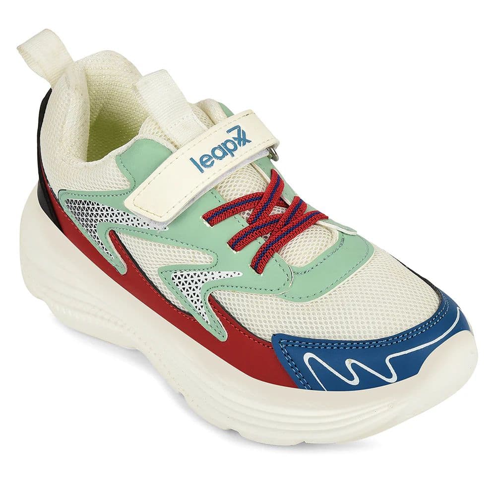 Leap7x White Sports Non Lacing Walking Shoes For Kids VISTA-V By Liberty — 9C/27 / White