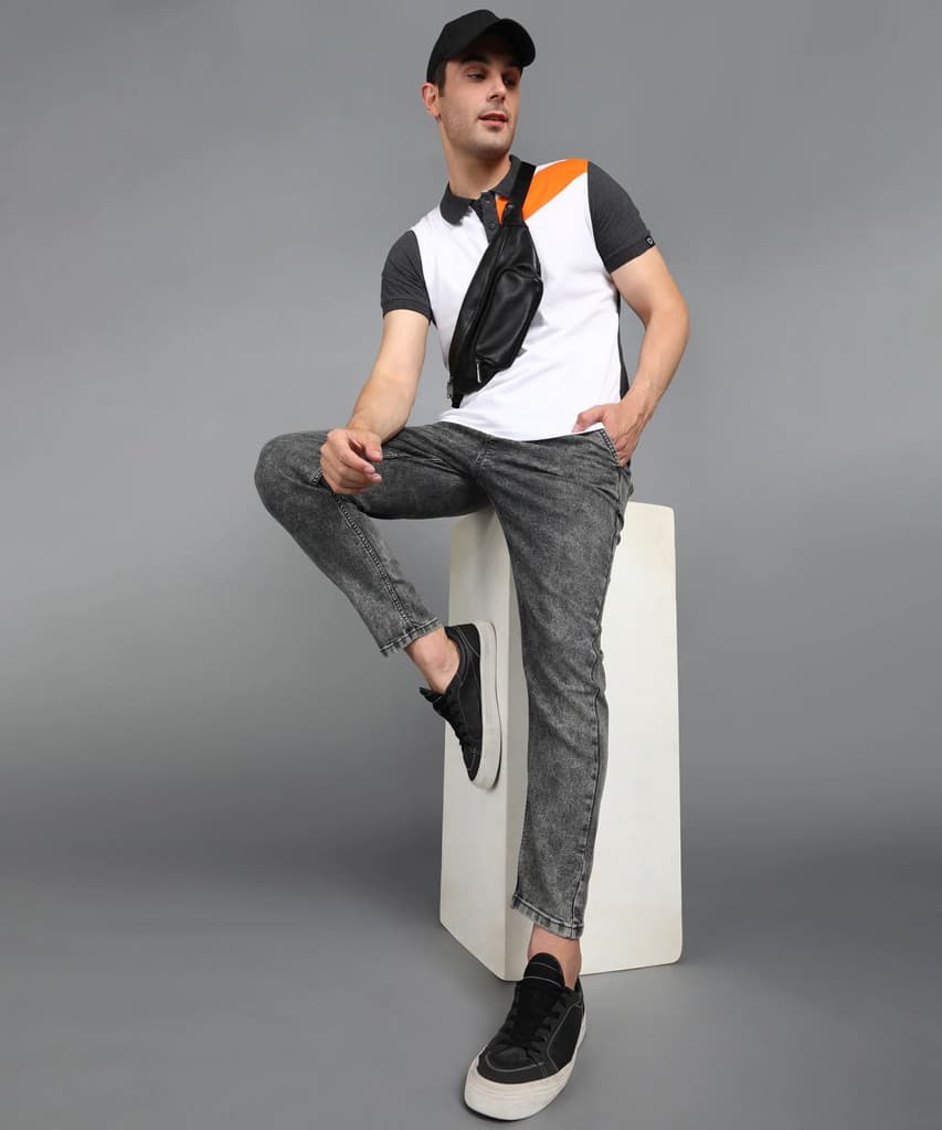 Men's Grey Regular Fit Washed Jogger Jeans Stretchable — photo 5