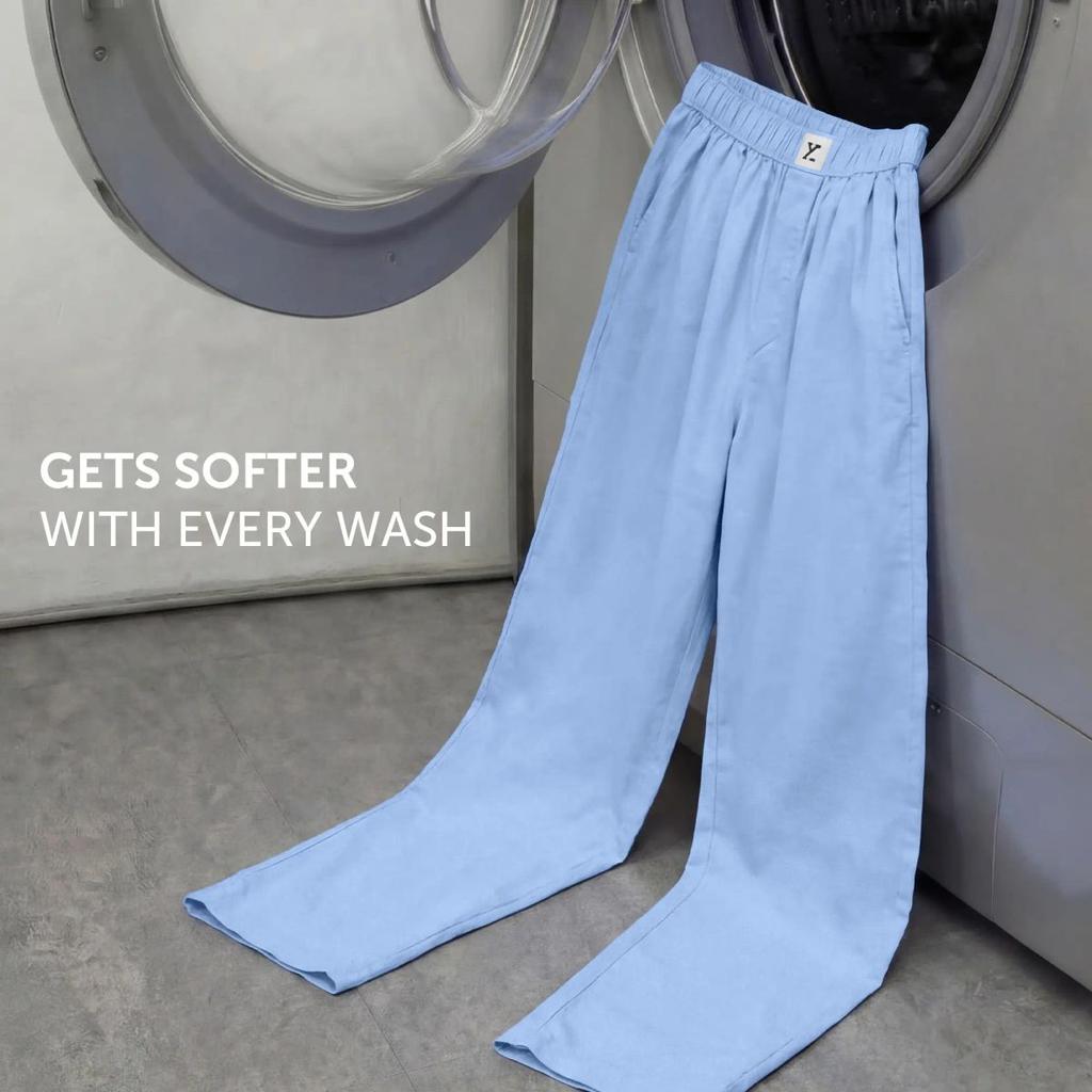 Ultra-Breathable Cotton Chambray Pyjamas - Powder Blue — photo 5
