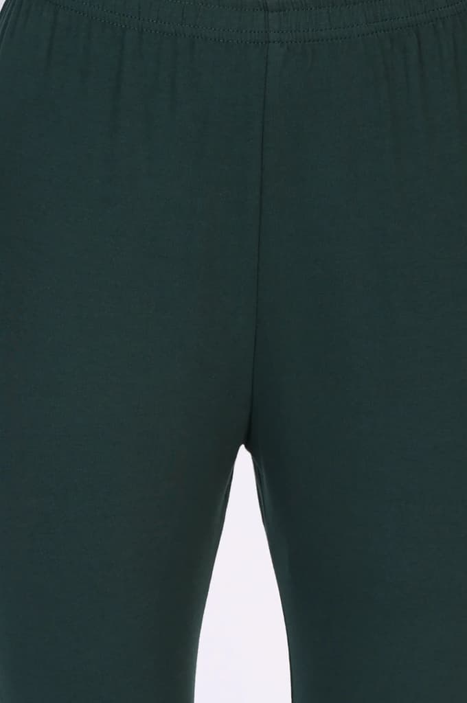 Green Solid Skinny Fit Cotton Tights — photo 2