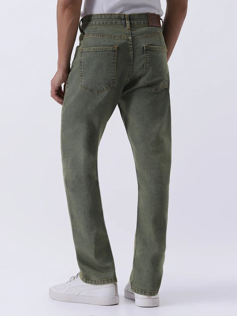 Men's Ice Blue Straight Fit Heavy Washed Jeans Stretchable — photo 4