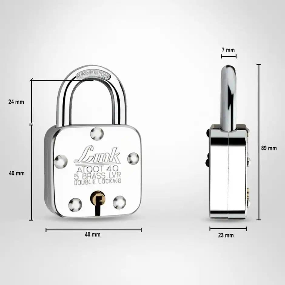 Link Stainless steel Brass Levers With Hardened Shackle Atoot 40 mm padlock with 3 Keys — photo 3