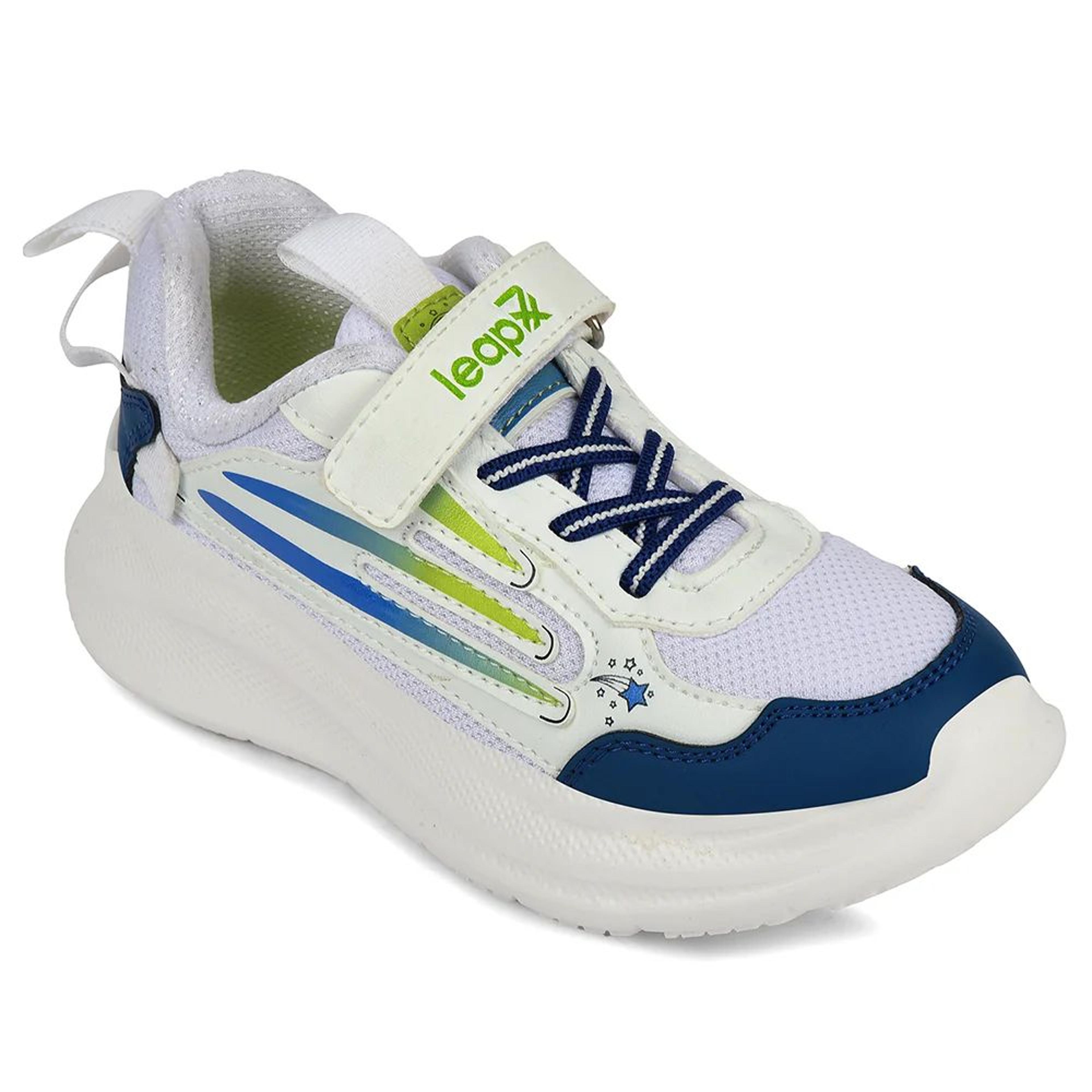 Leap7x White Sports Non Lacing Walking Shoes For Kids RYAN-1V By Liberty