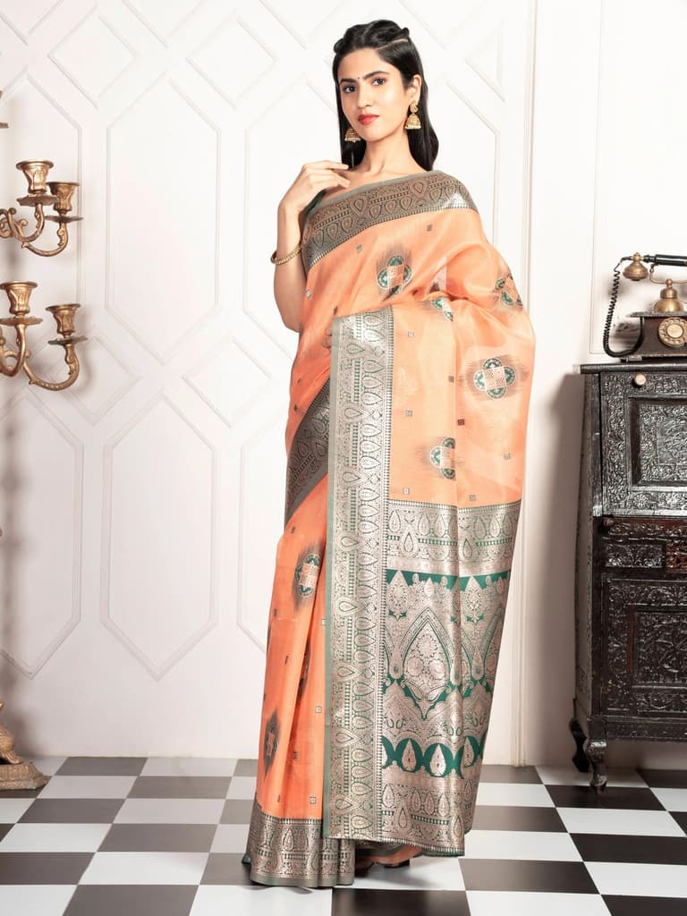Mimosa Women's Woven Design Kanjivaram Style Art Silk Saree With Blouse Piece : SA00002066PCFREE — photo 3