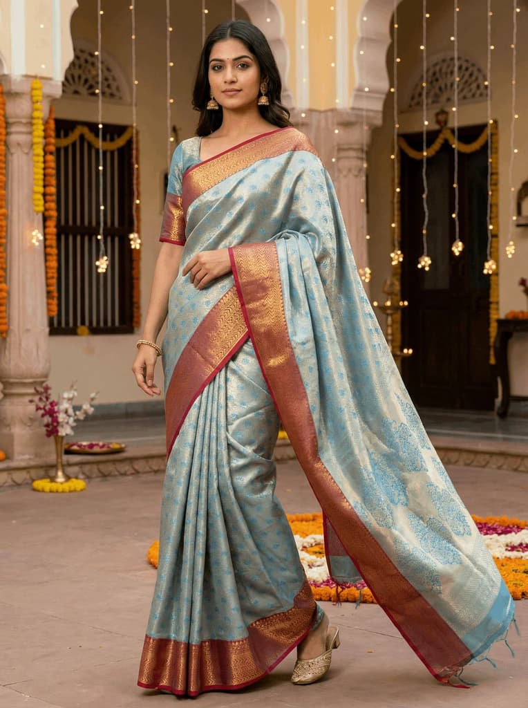 MIMOSA Women's Woven Design Kanjivaram Style Art Silk Saree with Blouse Piece - Ananda (SA00002866ANFREE) — photo 3