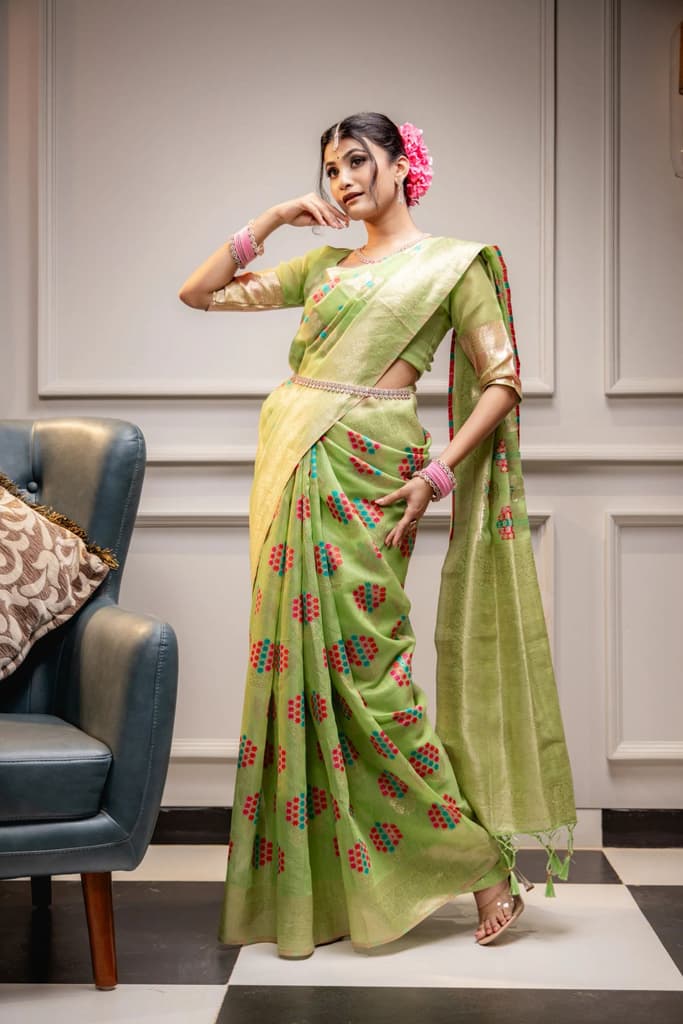 Mimosa Women's Woven Design Banarasi Style Art Silk Saree With Blouse Piece : SA00001595PSFREE — photo 2