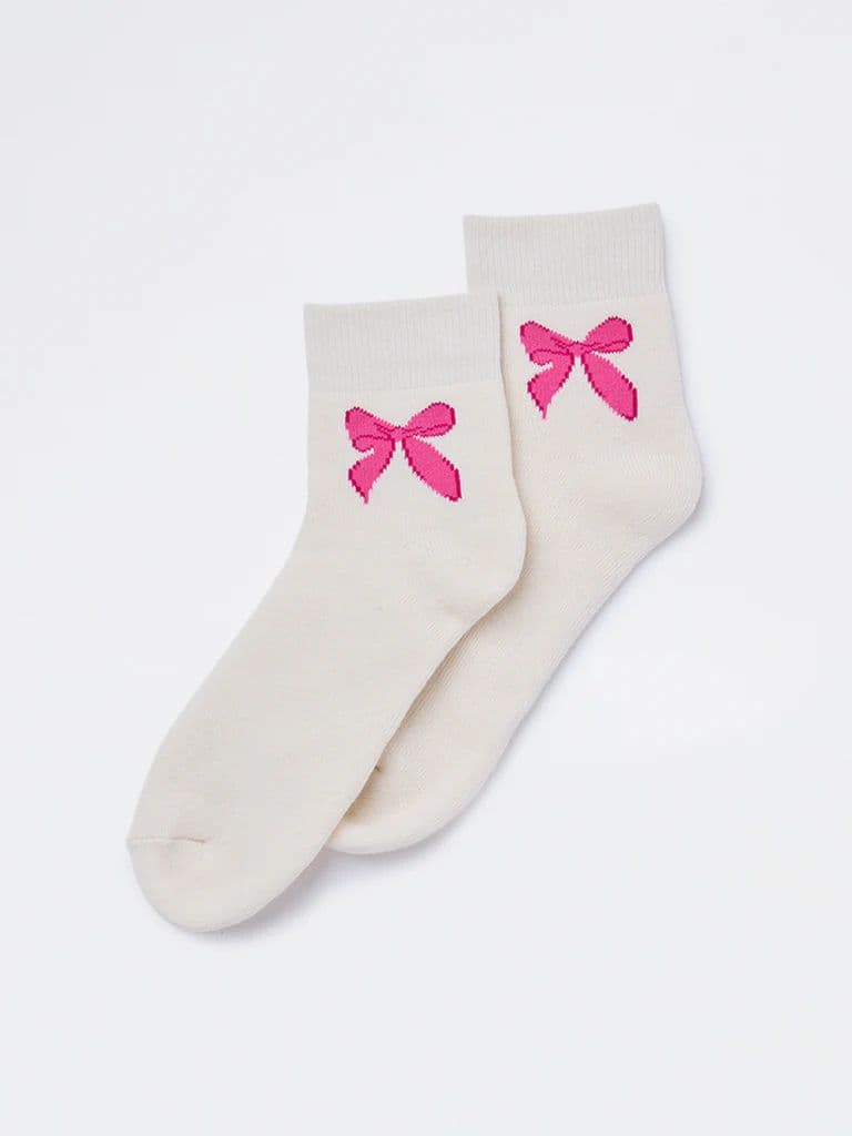 Superstar White Bow Detailed Socks — photo 2