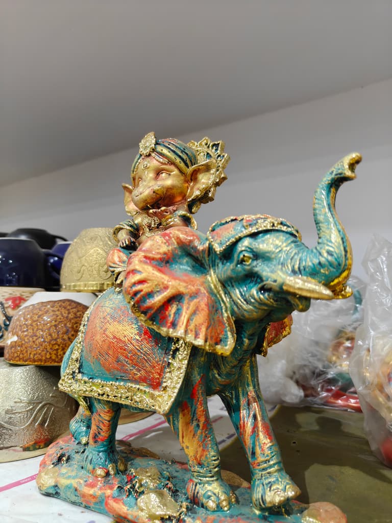 Gold Ganesha Statue | Religious Decoration | Brass | Gold