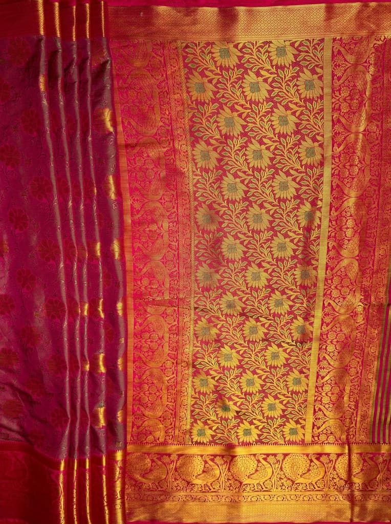 MIMOSA Women's Woven Design Kanjivaram Style Art Silk Saree with Blouse Piece - Rani ( SA00003142RNFREE ) — photo 7