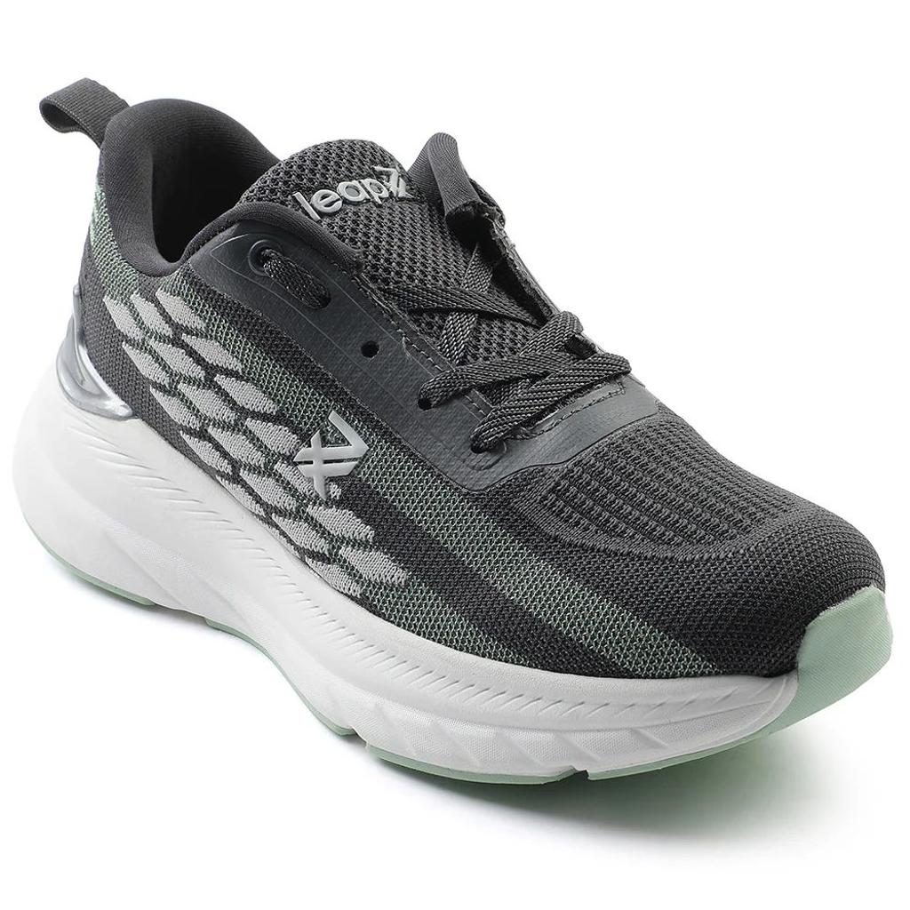 Leap7x Dark Grey Lacing Sports Walking Shoes For Kids OUTER-01 By Liberty