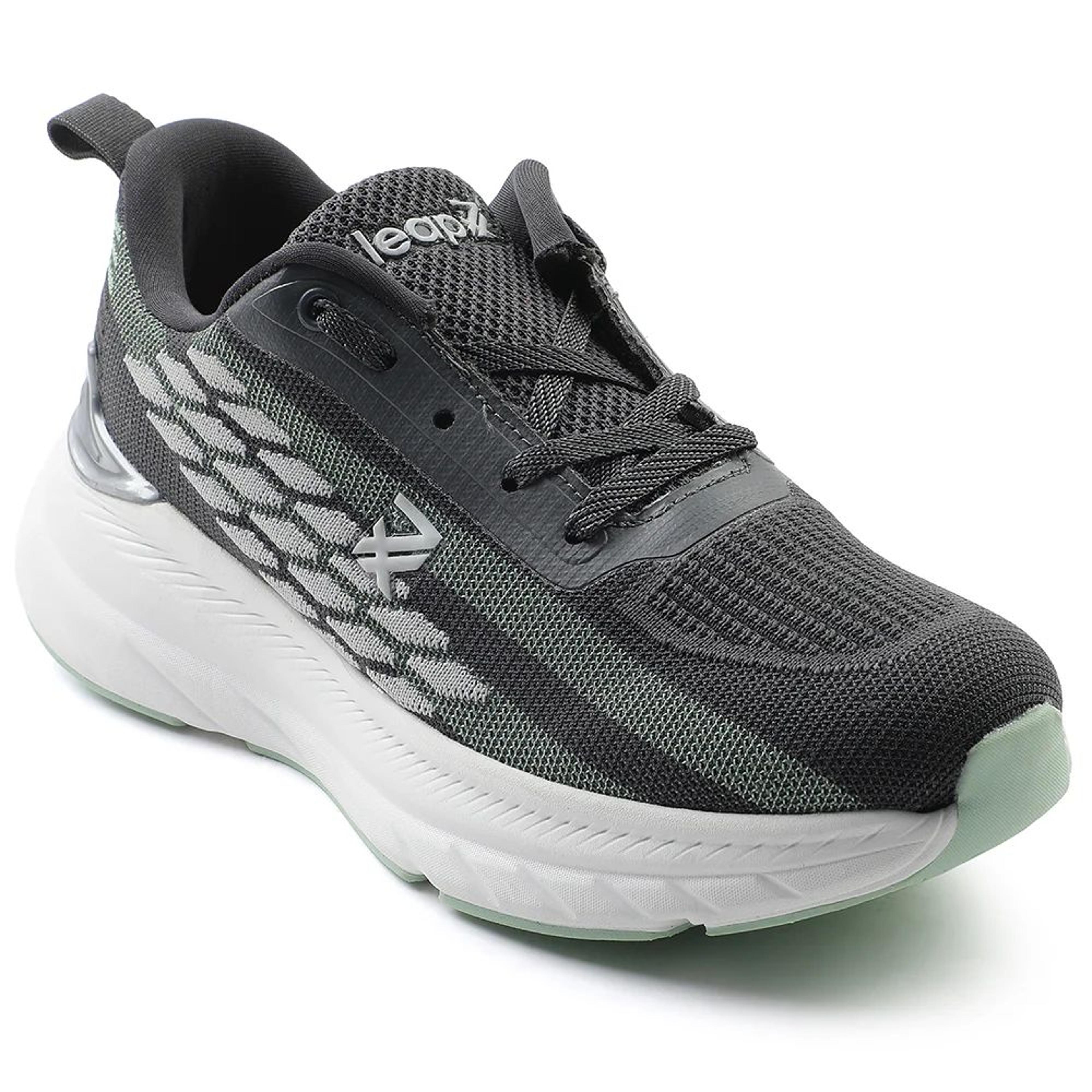 Leap7x Dark Grey Lacing Sports Walking Shoes For Kids OUTER-01 By Liberty