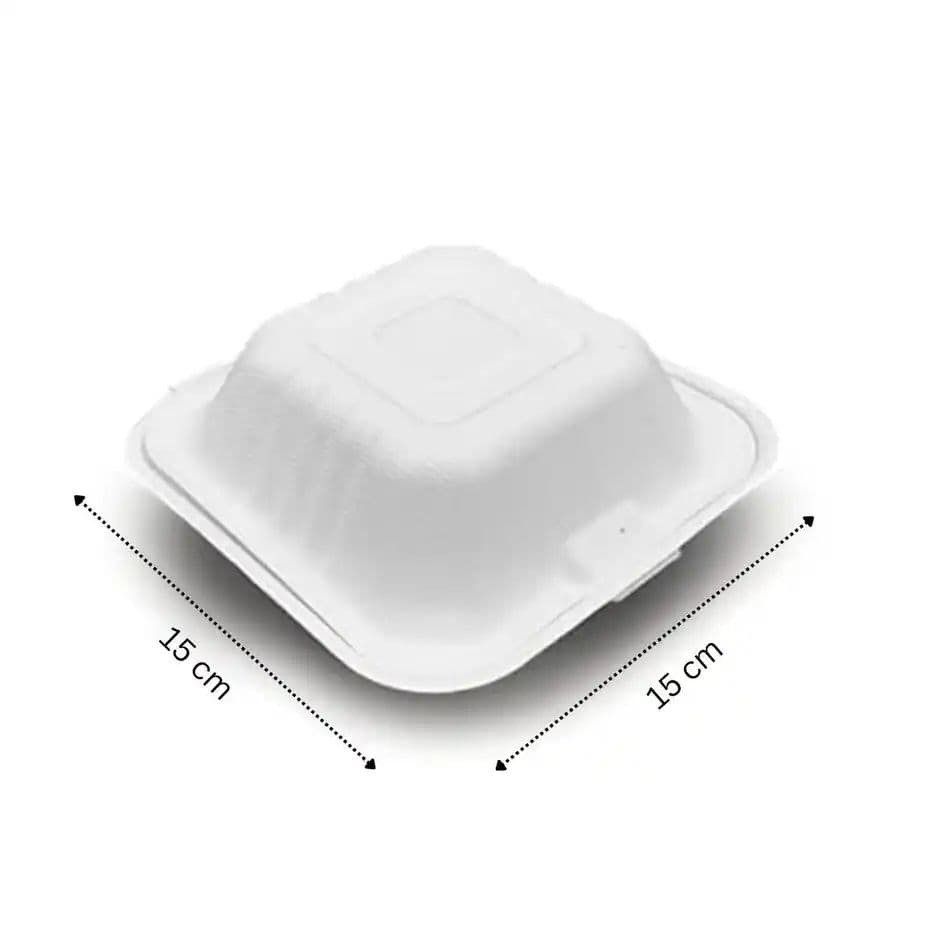 Sugarcane Fiber Pulp Square Clamshell Box | Tempware — photo 2