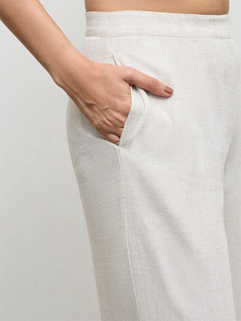 Wardrobe Light Beige High-Rise Cotton Trousers — photo 3