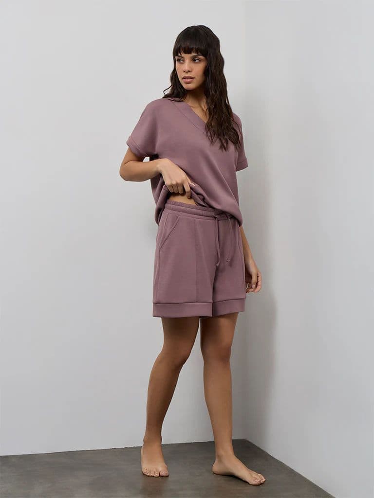 Wunderlove Dusty Pink Solid High-Rise Shorts