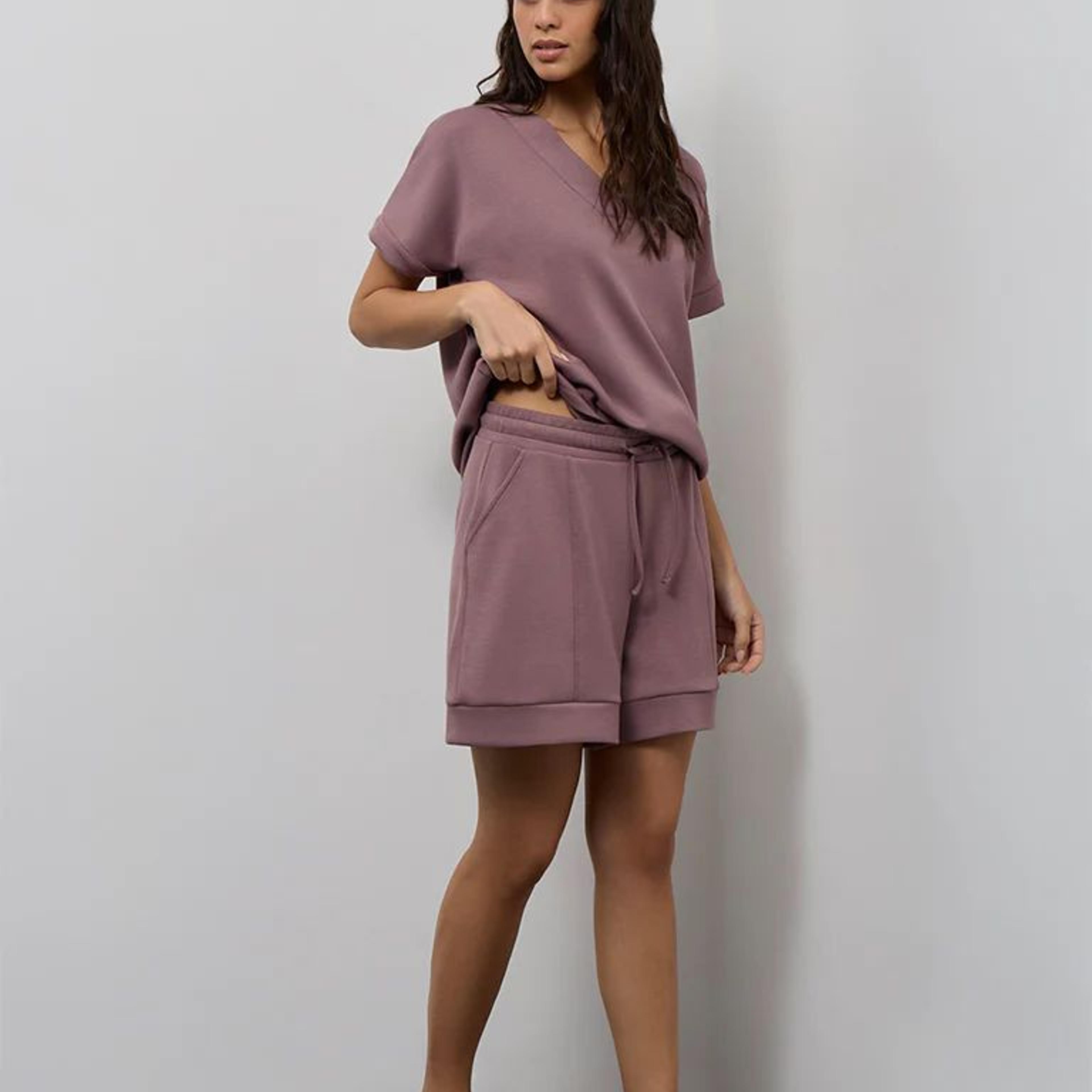 Wunderlove Dusty Pink Solid High-Rise Shorts