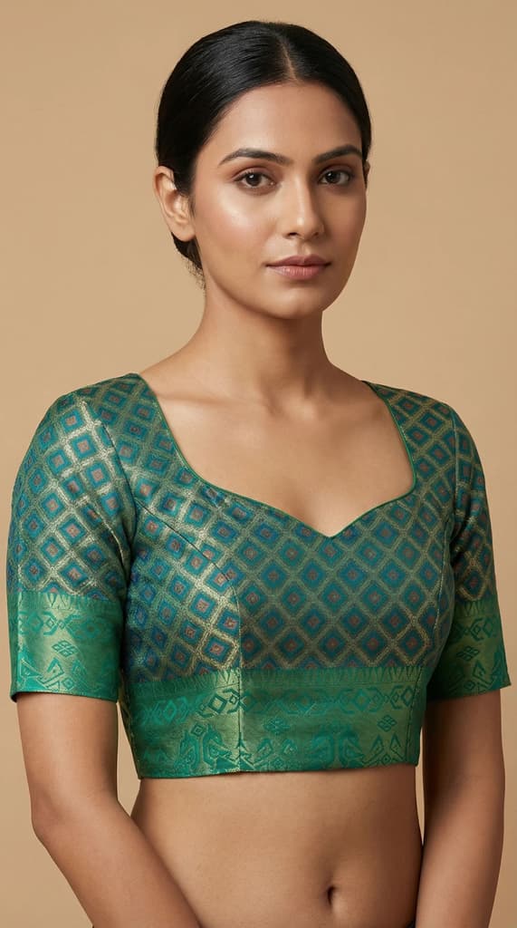 MIMOSA Women's Woven Design Patola Style Raw Silk Saree with Blouse Piece - Rama ( SA00003139RMFREE ) — photo 5