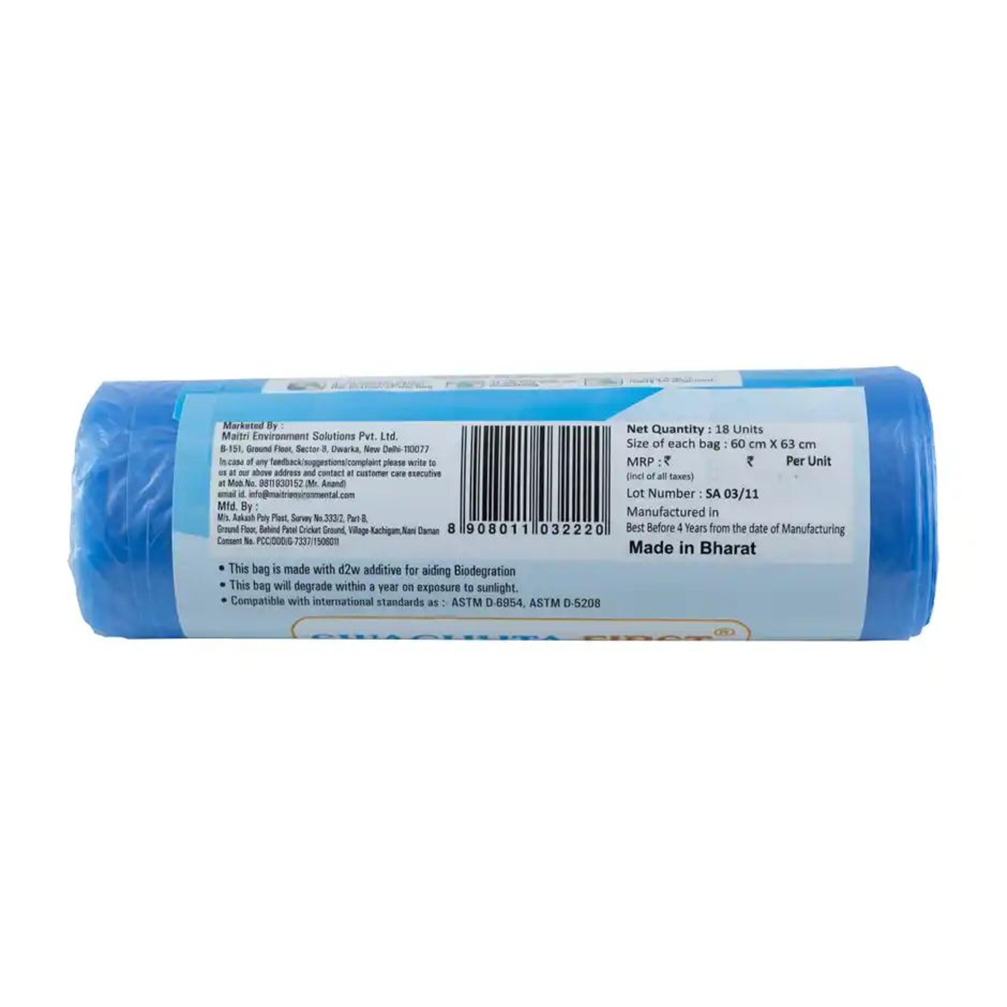 Swachhta First Oxo Bio Degradable Garbage Bags - Blue Large | 24 x 26 inch