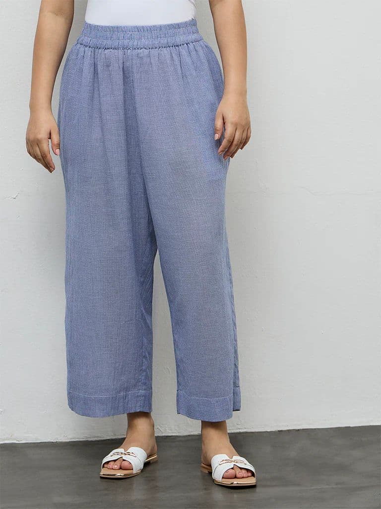 Diza Blue Checkered Pants