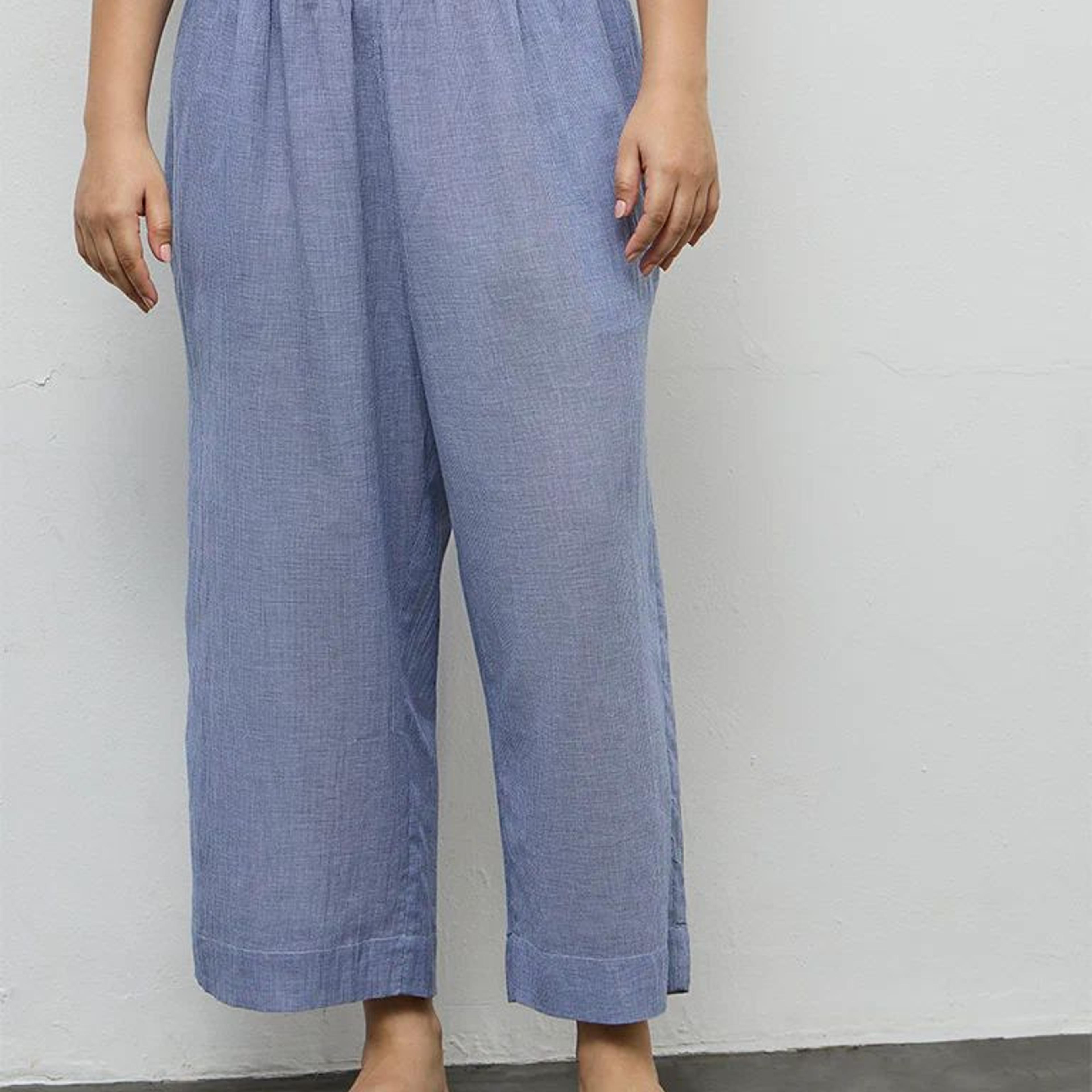 Diza Blue Checkered Pants