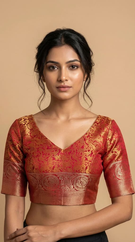 MIMOSA Women's Woven Design Banarasi Style Art Silk Saree with Blouse Piece - Rani ( SA00003133RNFREE ) — photo 4