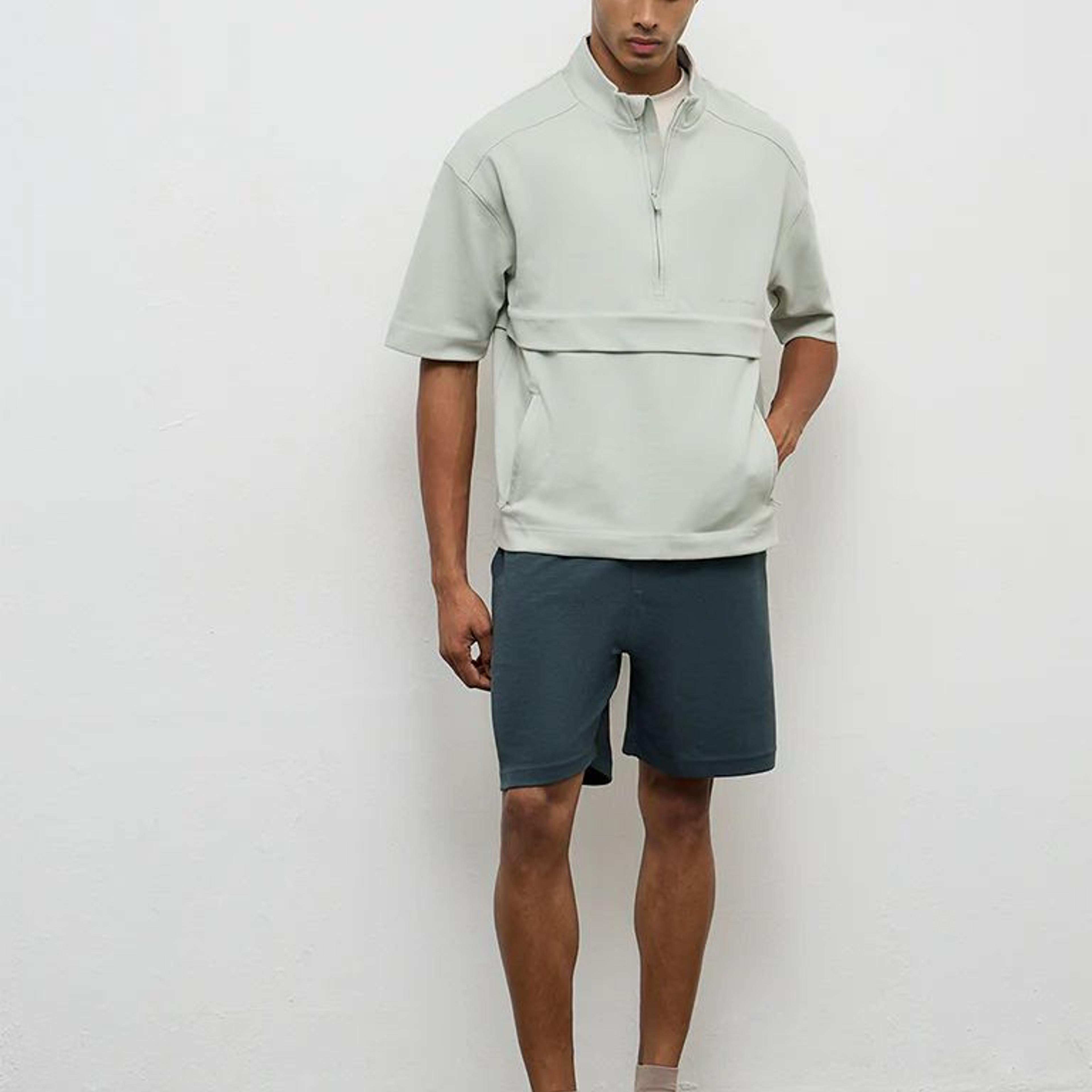 Nuoflexx Mint Relaxed-Fit Cotton-Blend Quarter-Zip Sweatshirt