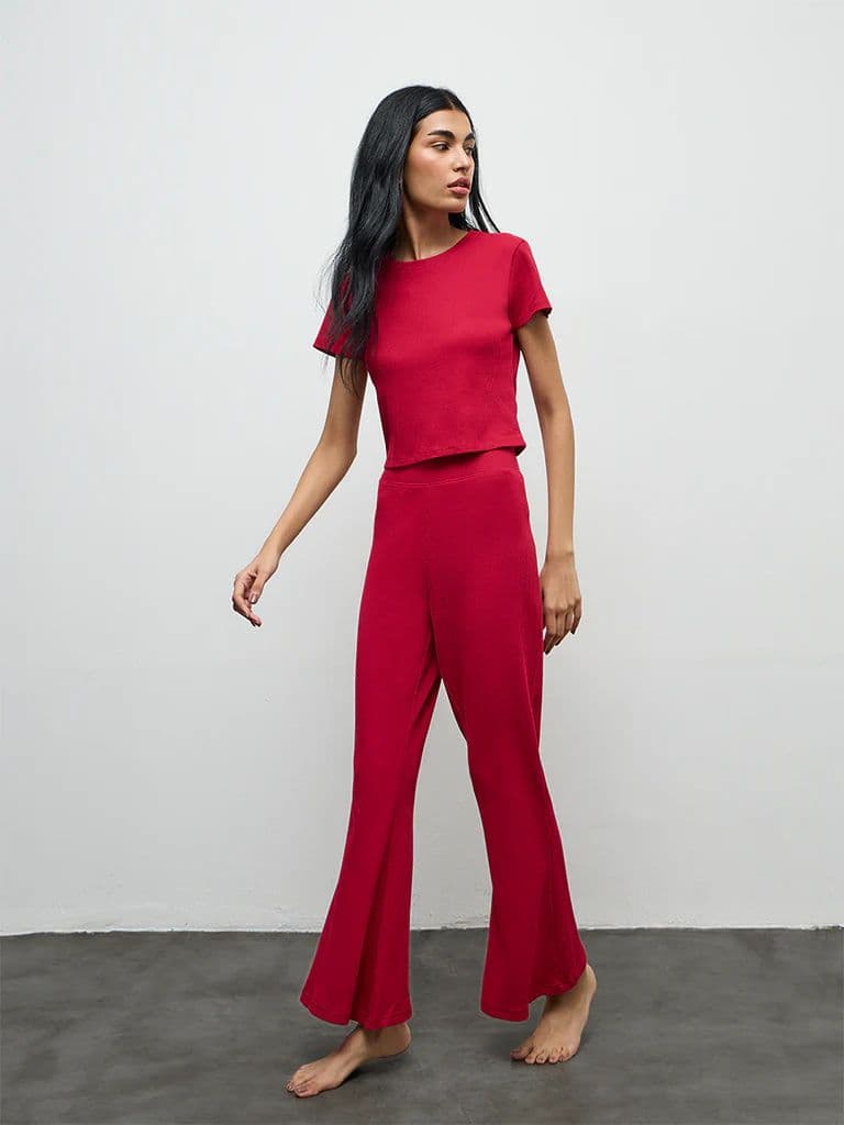 Superstar Red Waffle-Textured Top — photo 3