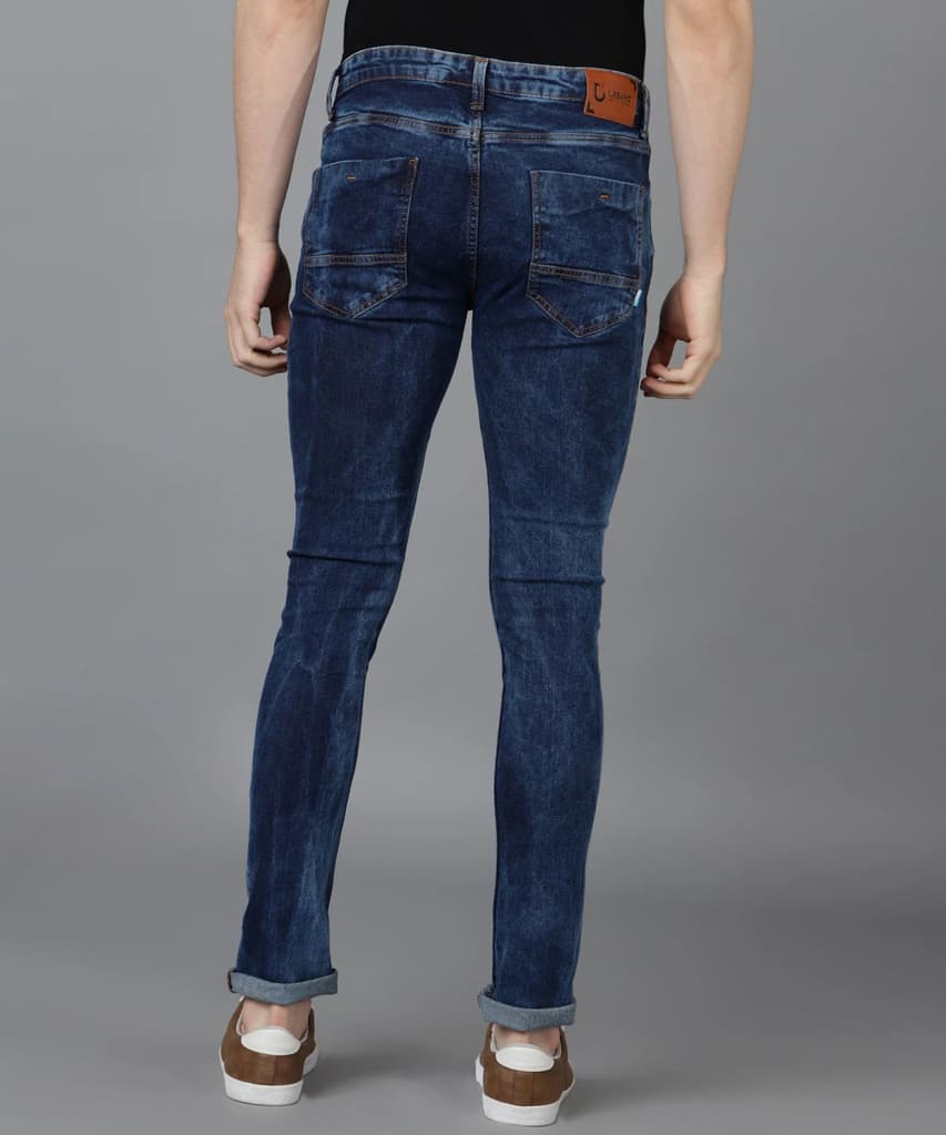 Men's Blue Skinny Fit Washed Jeans Stretchable — photo 5