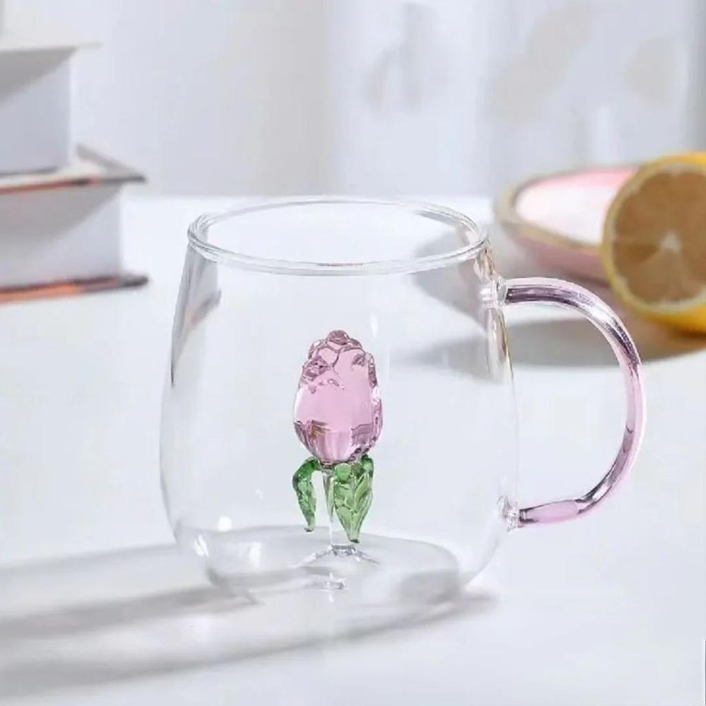 Blossom Inside – Pink Rose Glass Mug for Coffee n Cocktails — photo 2