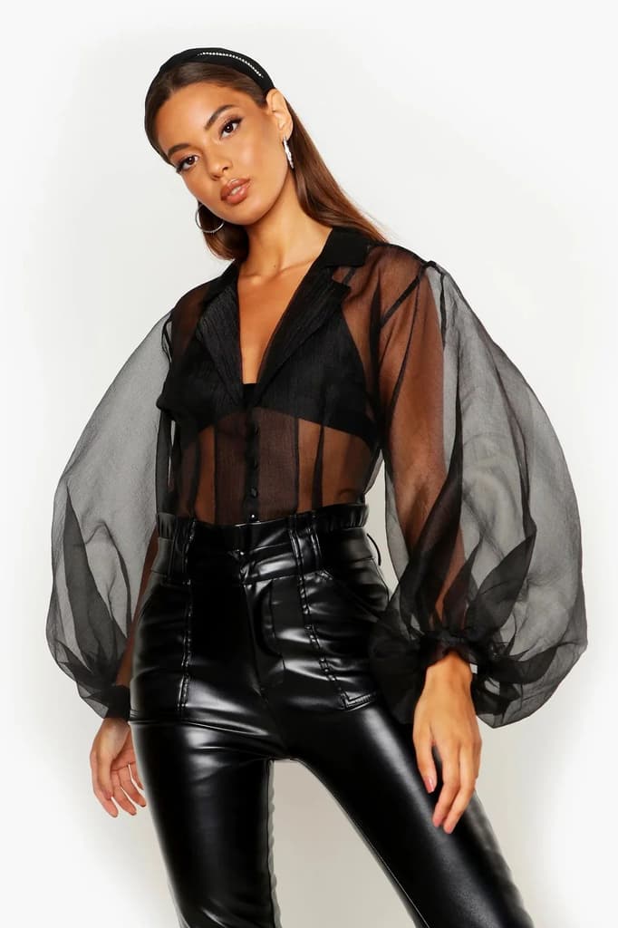 Chic Ballon Sleeves Organza Shirt — photo 8