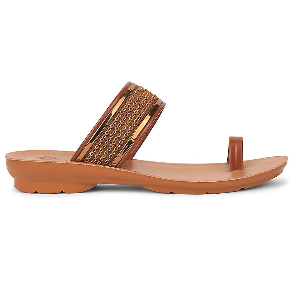 A-HA Tan Casual Toe Ring Slipper For Women LPU-14 By Liberty — photo 2