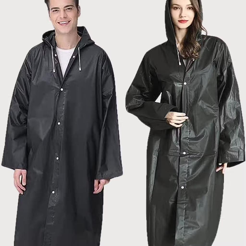 INFISPACE Adult Unisex Polyester RainCoat Poncho with Adjustable Cap and Cover Free Size Black Color — photo 3