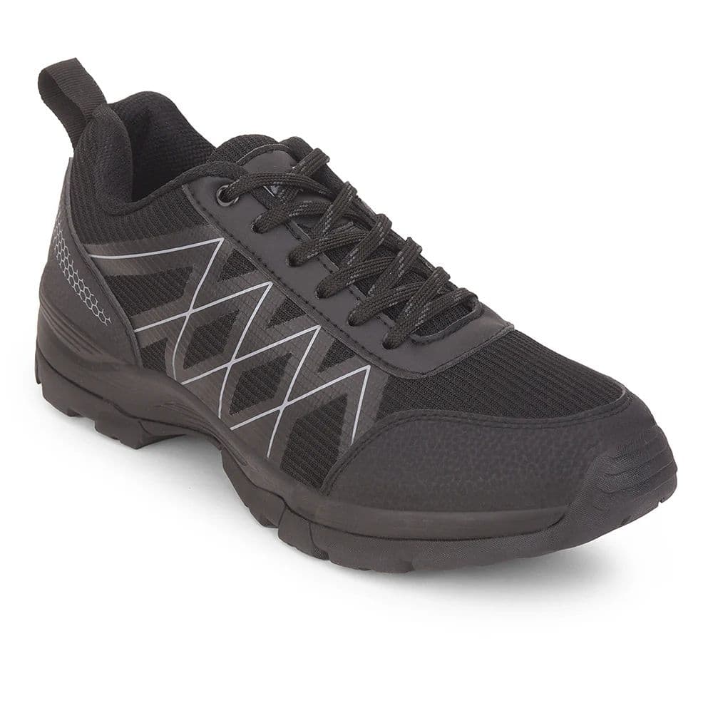 Leap7x Black Sports Lace-Up Trekking Shoes For Men MOUNTAIN2E By Liberty — 6/40 / Black