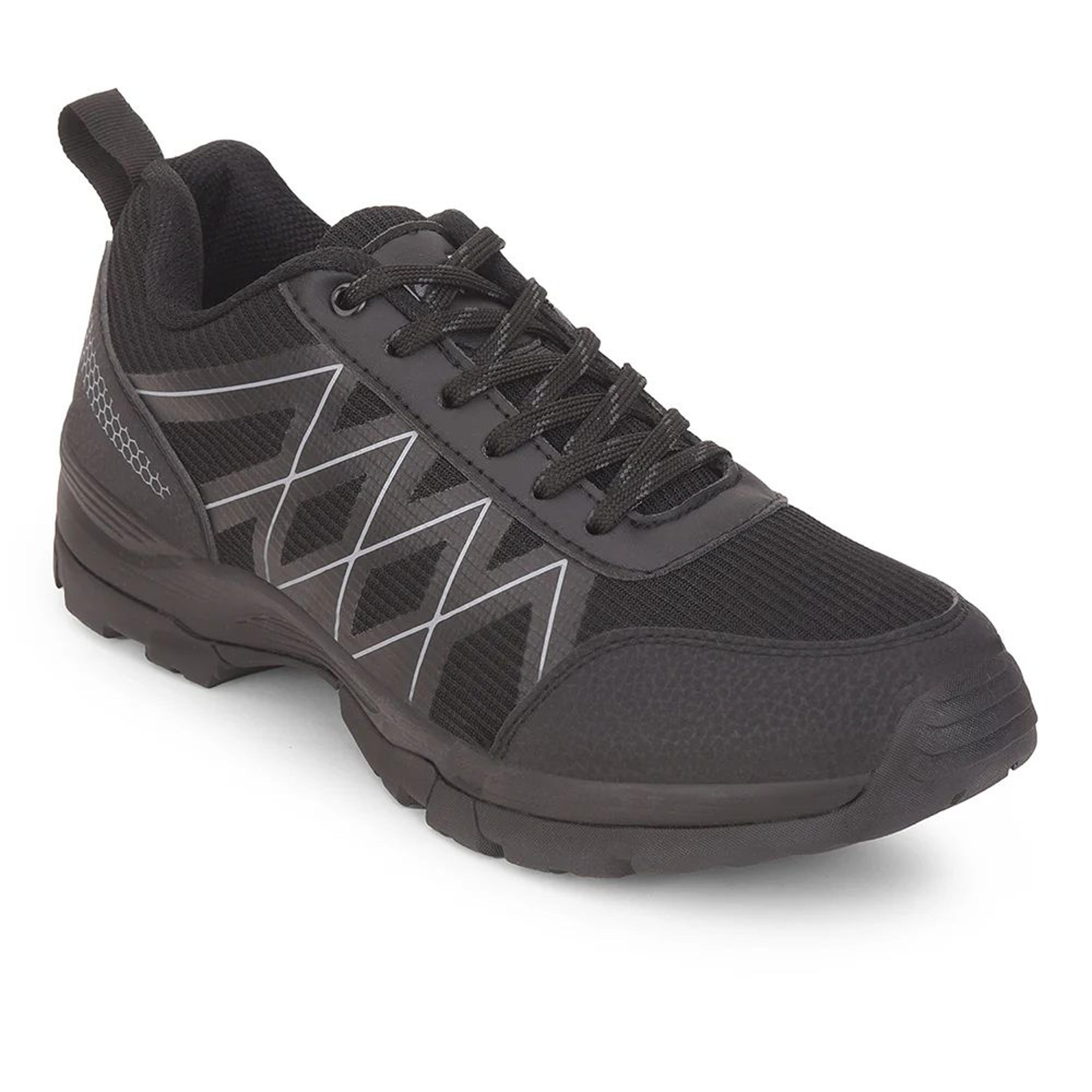 Leap7x Black Sports Lace-Up Trekking Shoes For Men MOUNTAIN2E By Liberty