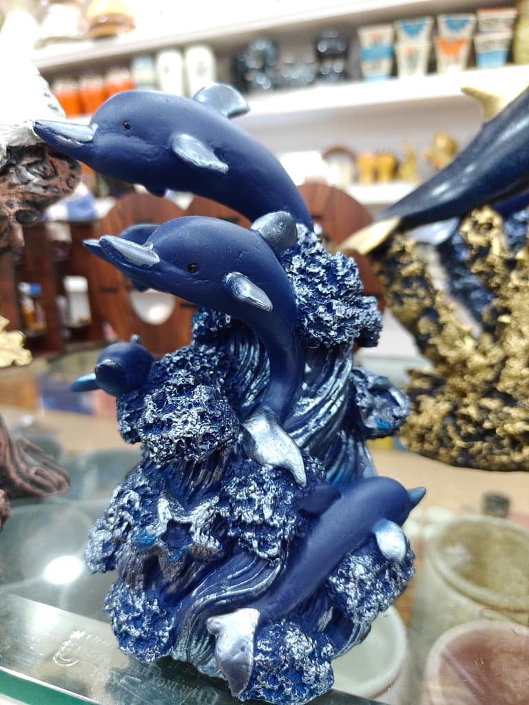 Blue Dolphin Statue | Decorative | Glass | Blue