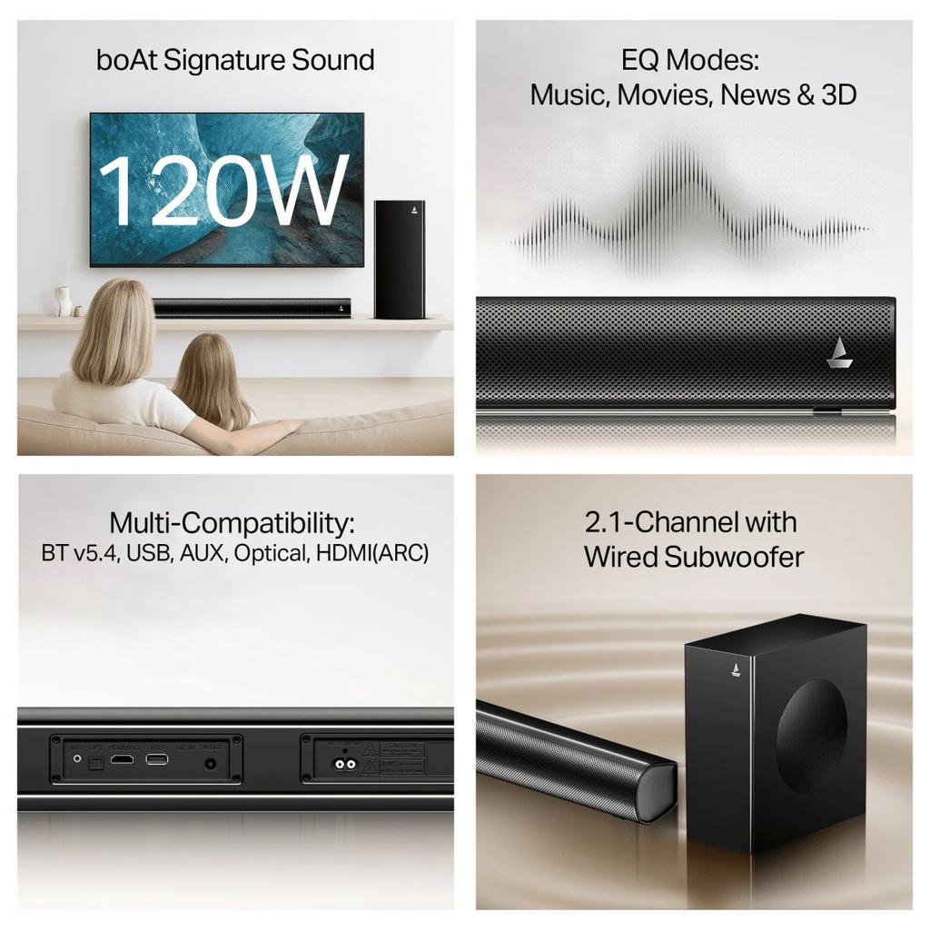 boAt Aavante Pulse | 120W 2.1 Channel Soundbar with Bluetooth v5.4, EQ Modes & Master Remote — photo 6