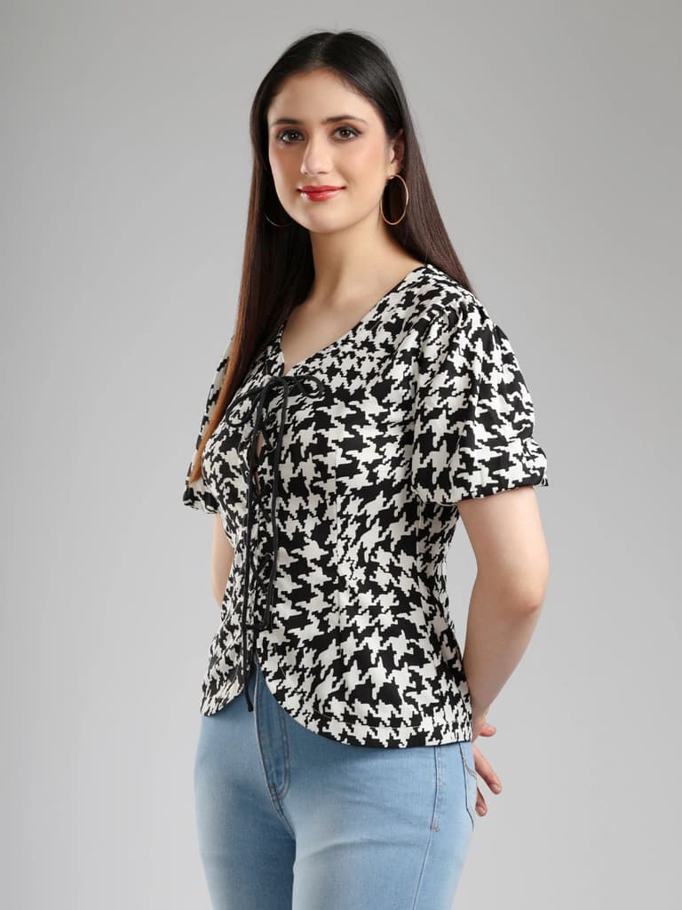 Nyra Abstract Top - Black and White — photo 3