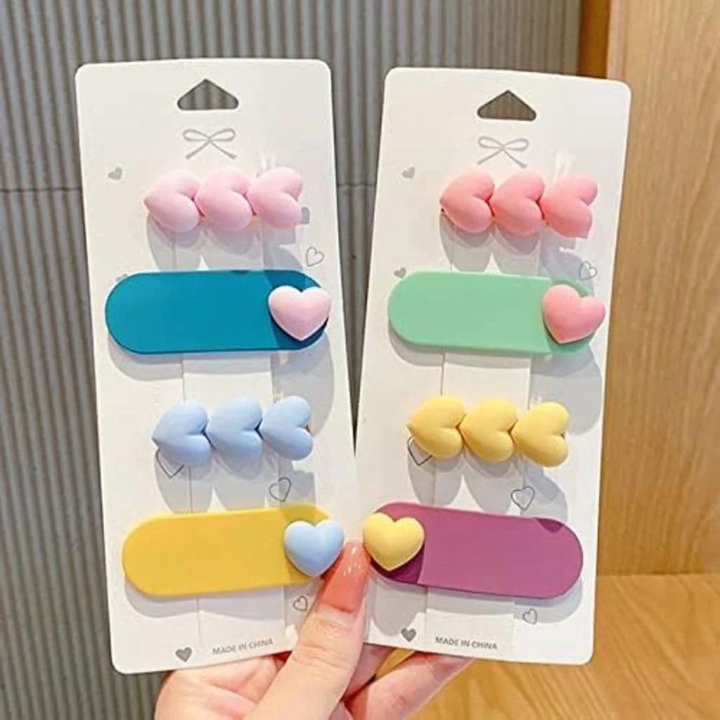 Candy Hearts Hair Clip Set – Soft Color Hair Charm
