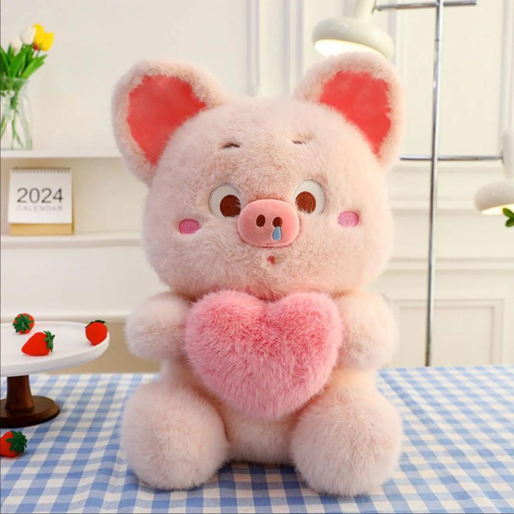 Adorable Pink Pig Plush Toy with Heart – The Perfect Hug Buddy! — 30 cm