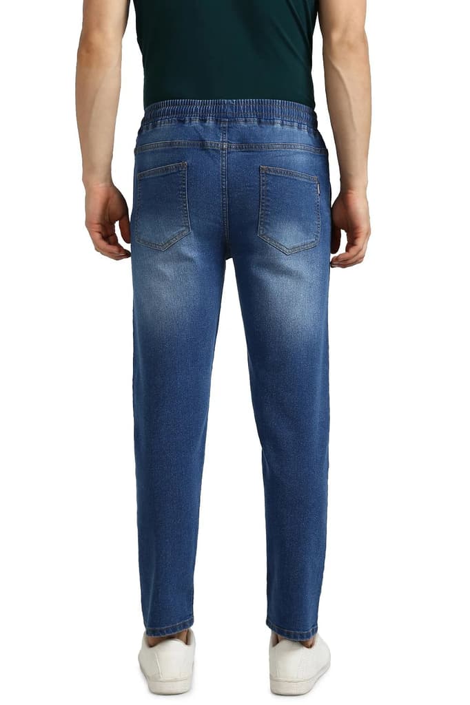 Men's Blue Regular Fit Washed Jogger Jeans Stretchable — photo 3